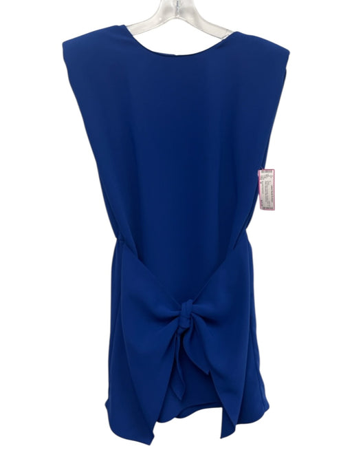 Amanda Uprichard Size M Royal Blue Polyester Shoulder Pads Tie Waist Mini Dress Royal Blue / M
