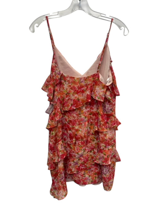 Lovers + Friends Size L Orange, Red, Green Polyester Floral Flounce Mini Dress Orange, Red, Green / L