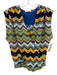 Ramy Brook Size S Blue, Green, Yellow Polyester Mesh Wavy Stripes Surplice Top Blue, Green, Yellow / S