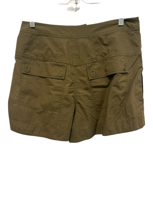 Ulla Johnson Size 6 Olive Green Cotton Blend Button Front Gathered Shorts Olive Green / 6