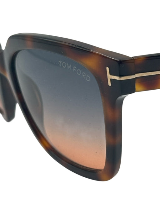 Tom Ford Brown Print Acetate Tortoise Sqaure Buttons Sunglasses Brown Print