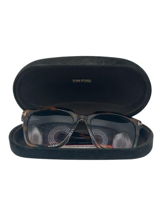 Tom Ford Brown Print Acetate Tortoise Sqaure Buttons Sunglasses Brown Print