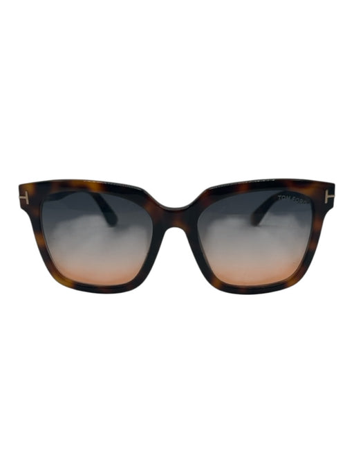 Tom Ford Brown Print Acetate Tortoise Sqaure Buttons Sunglasses Brown Print