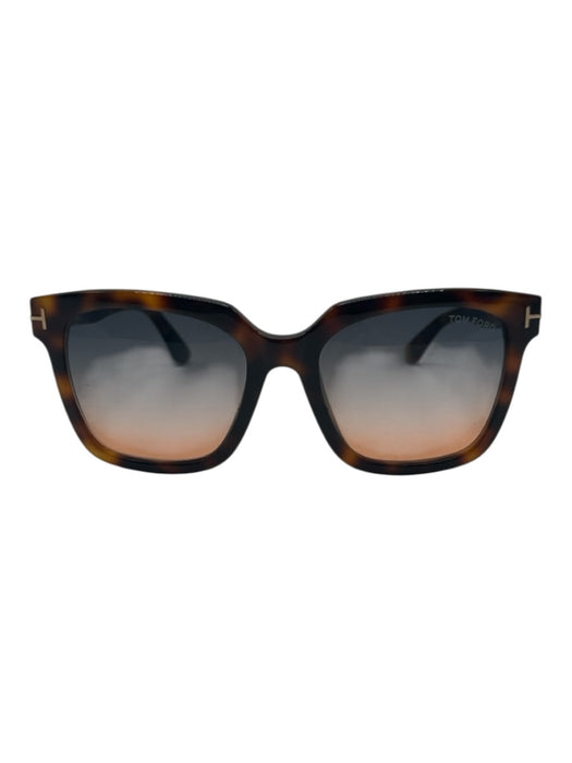 Tom Ford Brown Print Acetate Tortoise Sqaure Buttons Sunglasses Brown Print