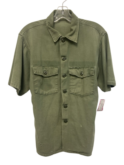 Military AS IS Size Est L Green Cotton Men's Short Sleeve Green / Est L