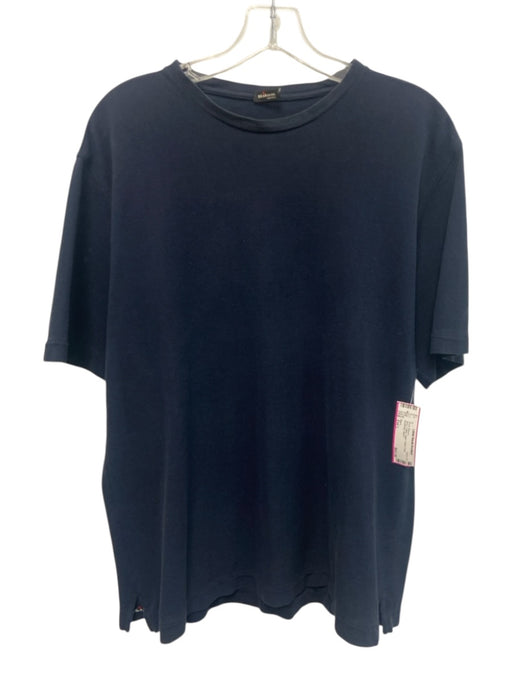 Kiton Size Est L Navy Cotton Solid T shirt Crew Men's Short Sleeve Navy / Est L