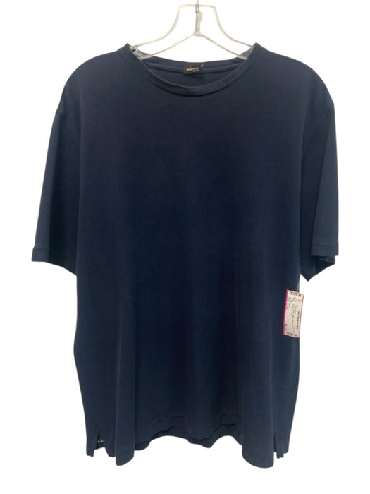 Kiton Size Est L Navy Cotton Solid T shirt Crew Men's Short Sleeve Navy / Est L
