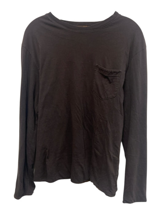 Billy Reid Size M Brown Cotton Solid T shirt Crew Men's Long Sleeve Shirt Brown / M