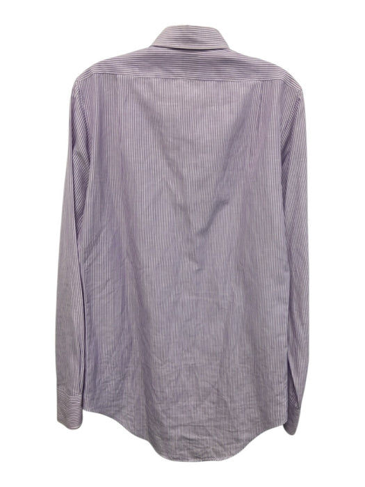 Sid Mashburn Size S Purple & White Linen Blend Striped Men's Long Sleeve Shirt Purple & White / S