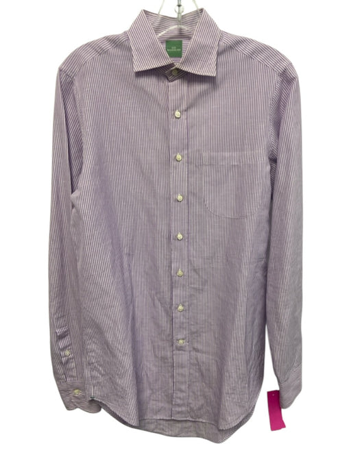 Sid Mashburn Size S Purple & White Linen Blend Striped Men's Long Sleeve Shirt Purple & White / S
