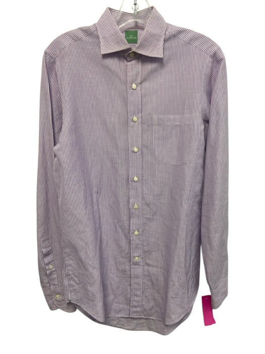 Sid Mashburn Size S Purple & White Linen Blend Striped Men's Long Sleeve Shirt Purple & White / S