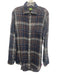 Sid Mashburn Size M Navy & Brown Linen Blend Plaid Button Up Long Sleeve Shirt Navy & Brown / M