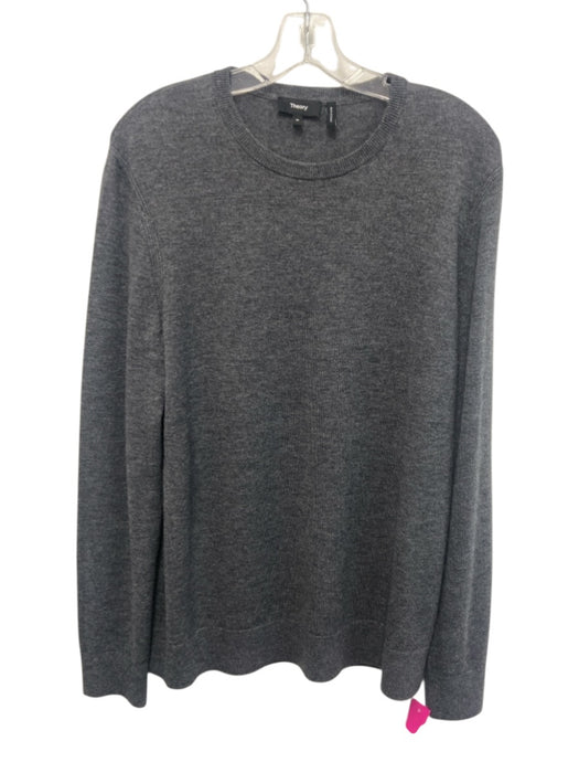 Theory Size M Gray Wool Solid Crew Men's Sweater Gray / M