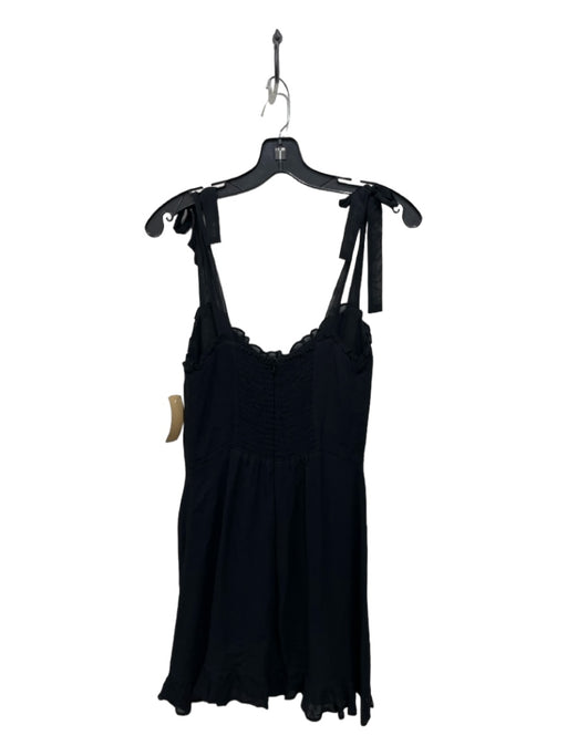 Reformation Size 8 Black Viscose Semi Sheer Ruffle Tie Straps Back Zip Dress Black / 8
