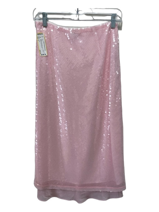 J Crew Size 0 Light Pink Polyester All Over Sequins Side Zip Midi Skirt Light Pink / 0