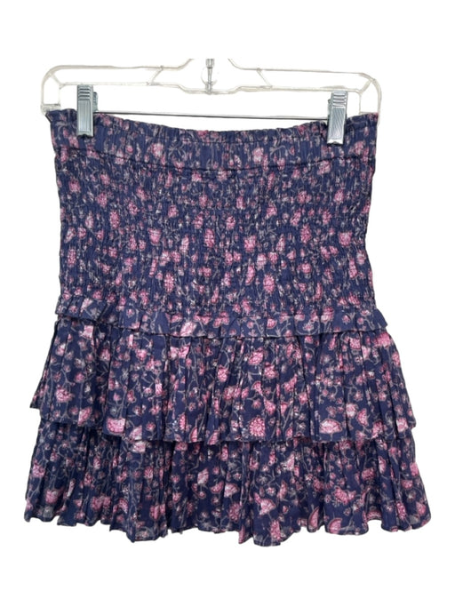 Isabel Marant Etoile Size 40 purple & pink Cotton Smocked Floral Tiered Skirt purple & pink / 40