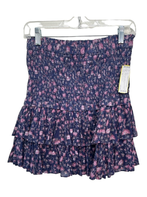 Isabel Marant Etoile Size 40 purple & pink Cotton Smocked Floral Tiered Skirt purple & pink / 40