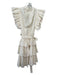 Ulla Johnson Size 2 Cream White Cotton round split neck Ruffle Cap Sleeve Dress Cream White / 2