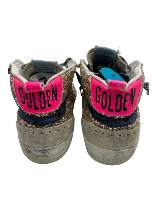 Golden Goose Shoe Size 37 Beige & Gold Suede Glitter High Top Oxford Sneakers Beige & Gold / 37