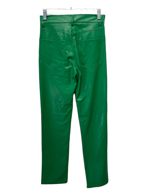 Zara Size XS Green Faux Leather High Rise Straight Pants Green / XS