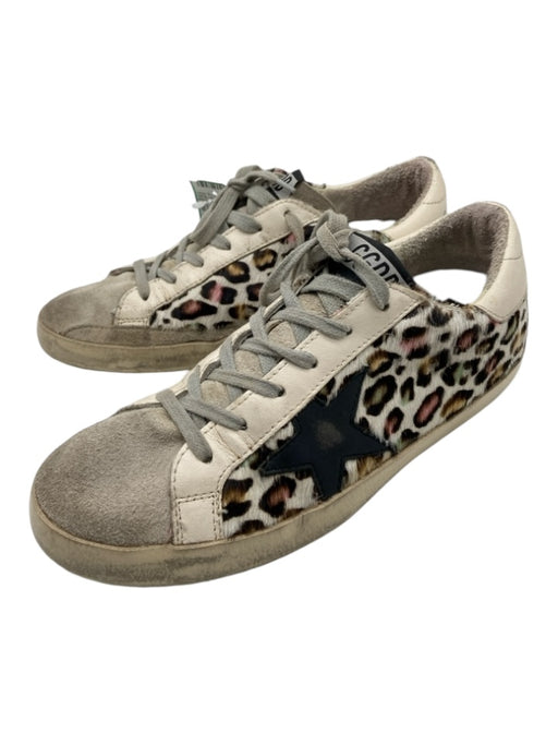 Golden Goose Shoe Size 36 Ivory & Multi Pony Hair Animal Print Laces Sneakers Ivory & Multi / 36