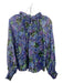 Saylor Size Medium Blue, Purple, Green Viscose Blend Long Sleeve Floral Top Blue, Purple, Green / Medium