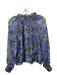 Saylor Size Medium Blue, Purple, Green Viscose Blend Long Sleeve Floral Top Blue, Purple, Green / Medium