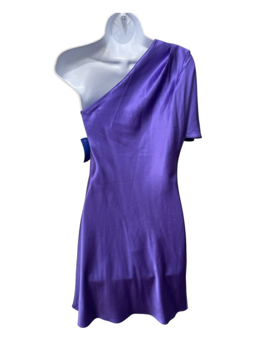 Fleur du Mal Size 6 Amethyst Silk One Shoulder Satin Pleat Detail Mini Dress Amethyst / 6