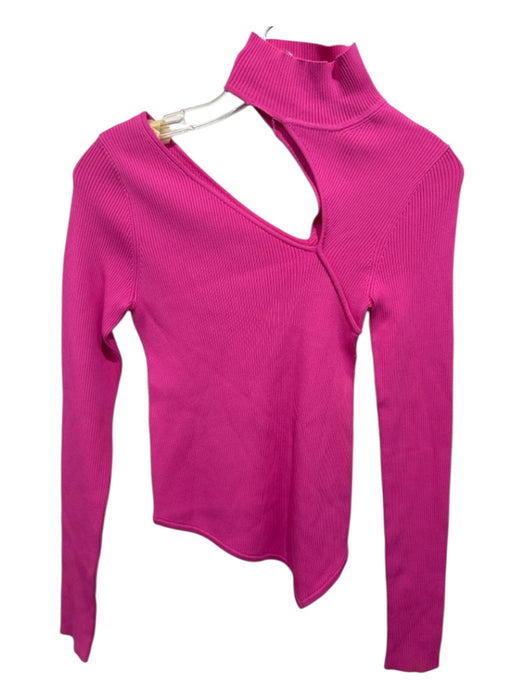 Cult Gaia Size XS Bubblegum Pink Rayon Blend Ribbed Long Sleeve Cut Out Top Bubblegum Pink / XS