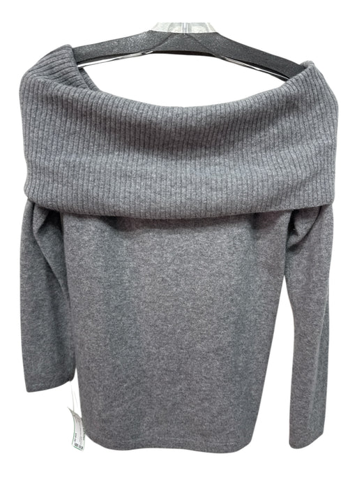 Minnie Rose Size S Gray Cashmere Ribbed Knit Foldover Sweater Gray / S
