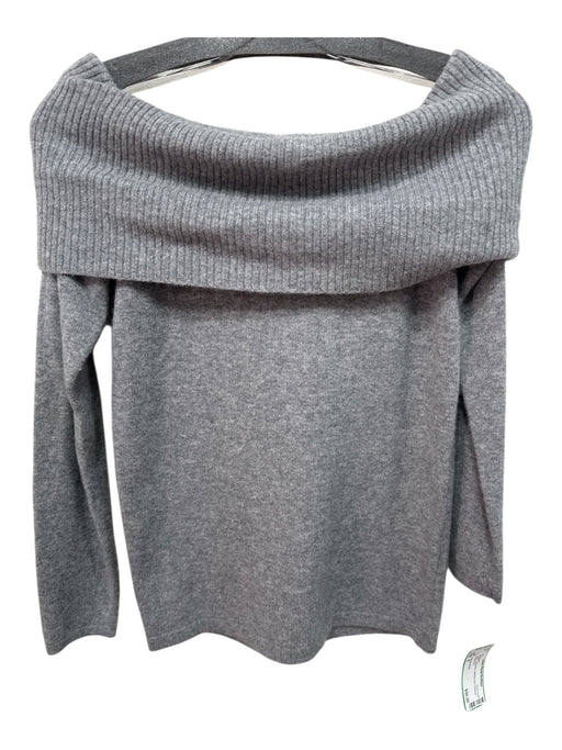 Minnie Rose Size S Gray Cashmere Ribbed Knit Foldover Sweater Gray / S