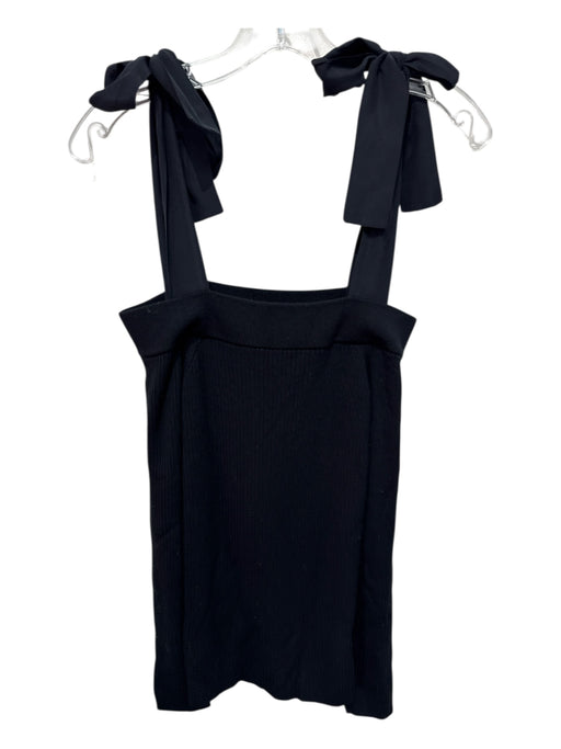 Rebecca Taylor Size M Black Wool & Silk Ribbed Knit tie strap Off Shoulder Top Black / M