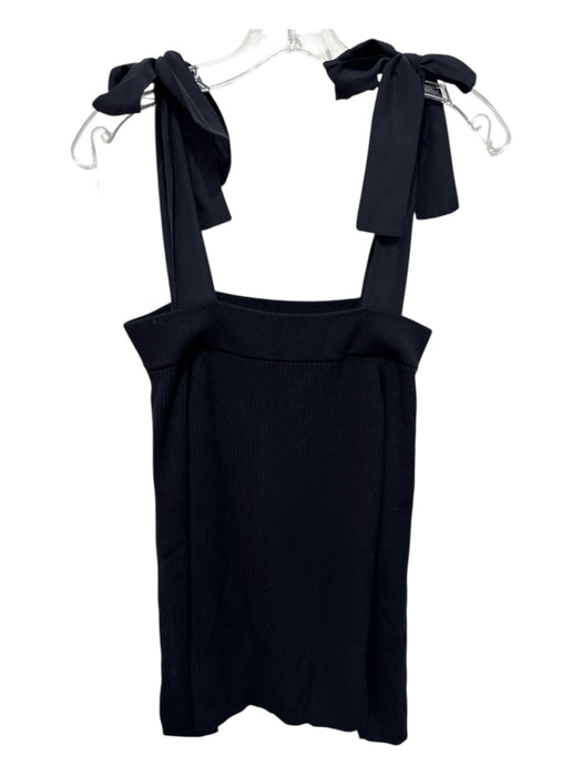 Rebecca Taylor Size M Black Wool & Silk Ribbed Knit tie strap Off Shoulder Top Black / M