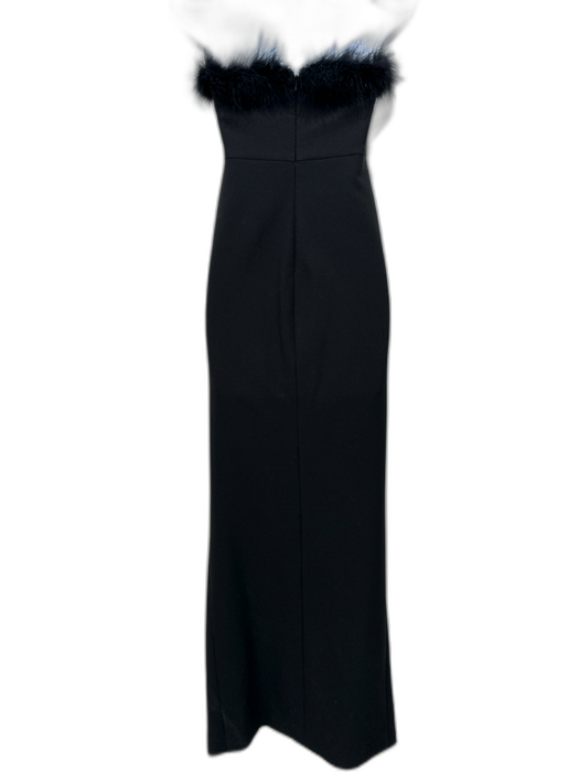 Likely Size 6 Black Polyester Strapless Feather Trim Empire Waist Dress Black / 6