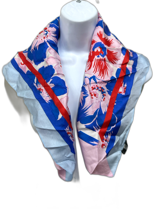 J. Crew Blue, Pink & Red No Fabric Tag Square Floral scarf Blue, Pink & Red / Medium