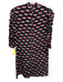 Sandro Size 2 Black, Red, White Silk Long Ruched Sleeve Hearts Tie Neck Dress Black, Red, White / 2
