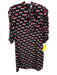 Sandro Size 2 Black, Red, White Silk Long Ruched Sleeve Hearts Tie Neck Dress Black, Red, White / 2