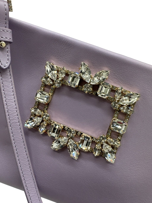 Roger Vivier Light Purple Leather Zip Close Crystal Gold Hardware Shoulder Bag Light Purple / Mini