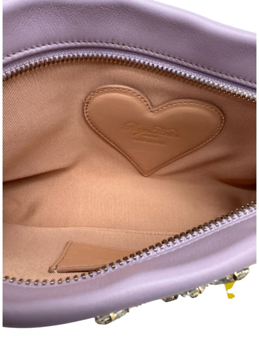 Roger Vivier Light Purple Leather Zip Close Crystal Gold Hardware Shoulder Bag Light Purple / Mini