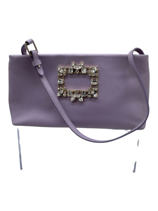 Roger Vivier Light Purple Leather Zip Close Crystal Gold Hardware Shoulder Bag Light Purple / Mini