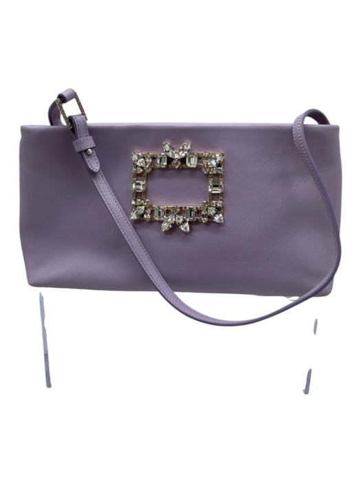 Roger Vivier Light Purple Leather Zip Close Crystal Gold Hardware Shoulder Bag Light Purple / Mini