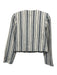 Madewell Size XS Cream & Navy Cotton Blend Zip Front Stripe Denim Pockets Jacket Cream & Navy / XS