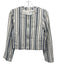 Madewell Size XS Cream & Navy Cotton Blend Zip Front Stripe Denim Pockets Jacket Cream & Navy / XS