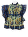 Farm Rio Size XS Blue & Multi Cotton Keyhole Back Sleeveless Printed Top Blue & Multi / XS