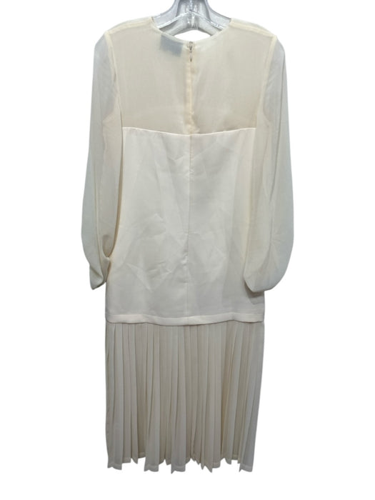 Tuckernuck Size XS Cream Polyester Crepe Drop Waist Long Balloon Sleeve Dress Cream / XS