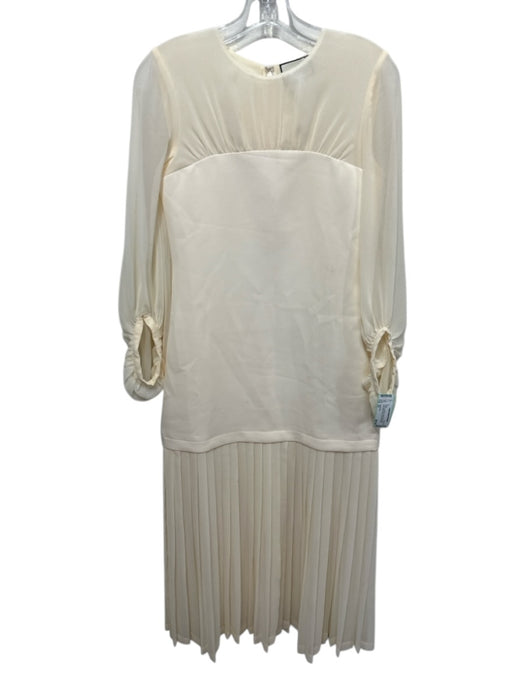 Tuckernuck Size XS Cream Polyester Crepe Drop Waist Long Balloon Sleeve Dress Cream / XS