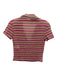 Zara Size S Red & Multi Poly Blend Open Knit Collared V Neck Stripe Short Set Red & Multi / S