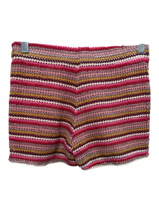 Zara Size S Red & Multi Poly Blend Open Knit Collared V Neck Stripe Short Set Red & Multi / S