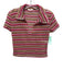 Zara Size S Red & Multi Poly Blend Open Knit Collared V Neck Stripe Short Set Red & Multi / S