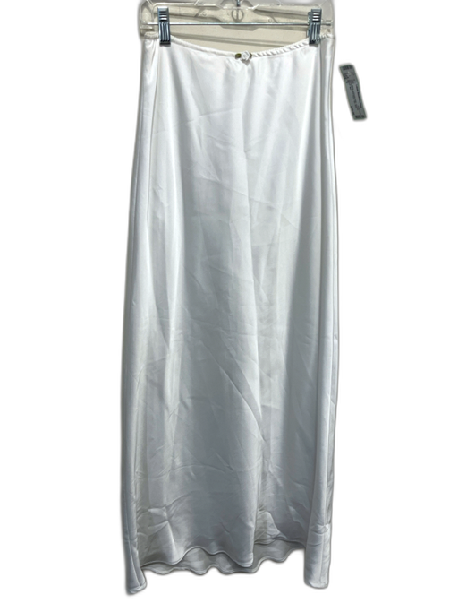 Nia Size S White polyester satin Rosette Applique Stretch Waist Slip Maxi Skirt White / S
